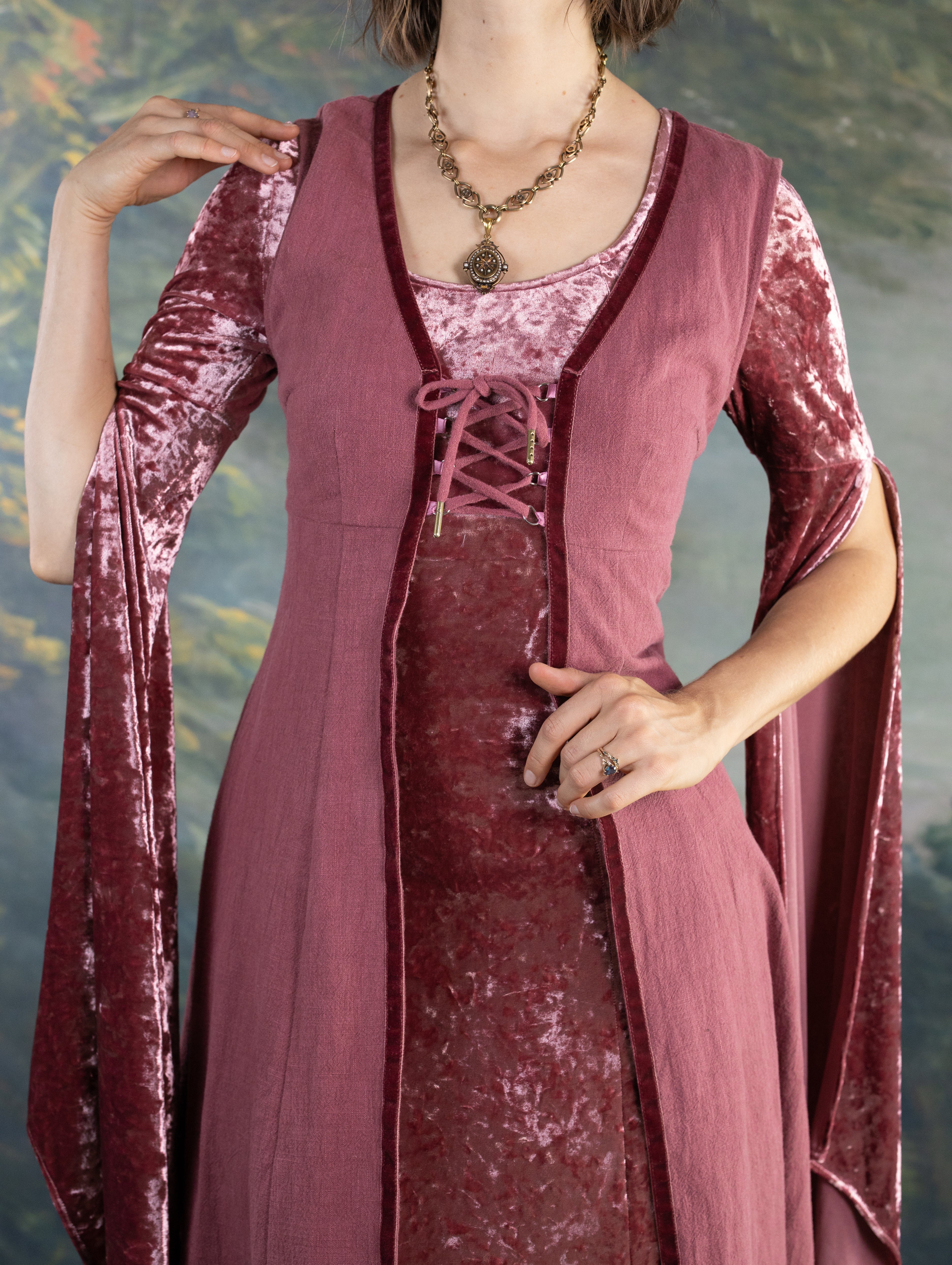 Stained Blackberry Velvet Bell Sleeve Dress - Image 14