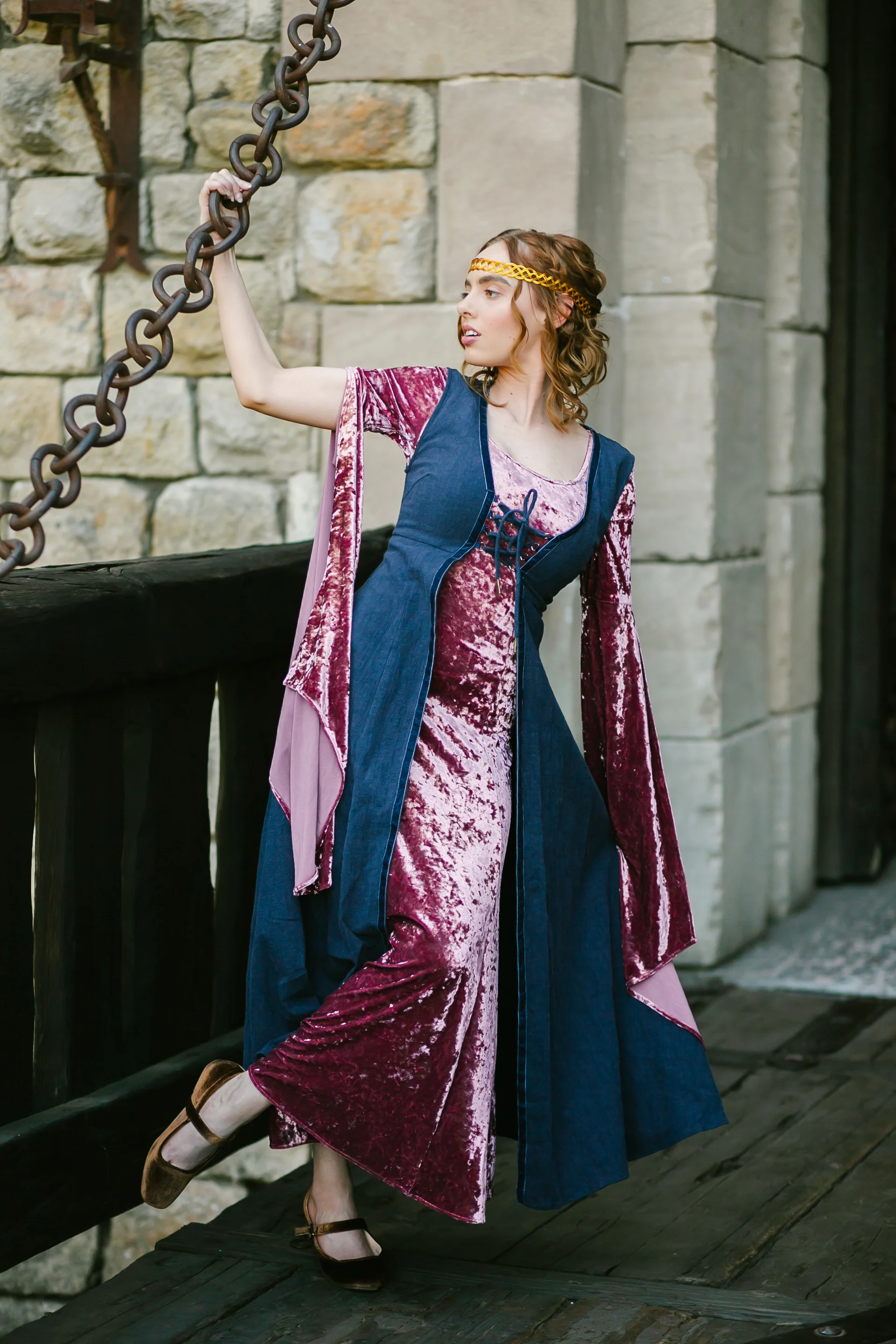 Stained Blackberry Velvet Bell Sleeve Dress - Image 4