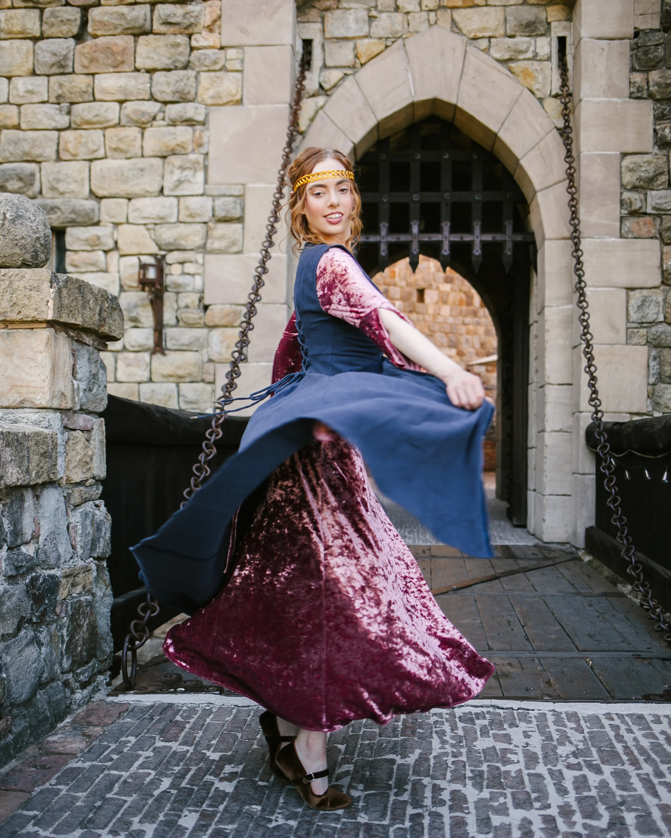 Stained Blackberry Velvet Bell Sleeve Dress - Image 6