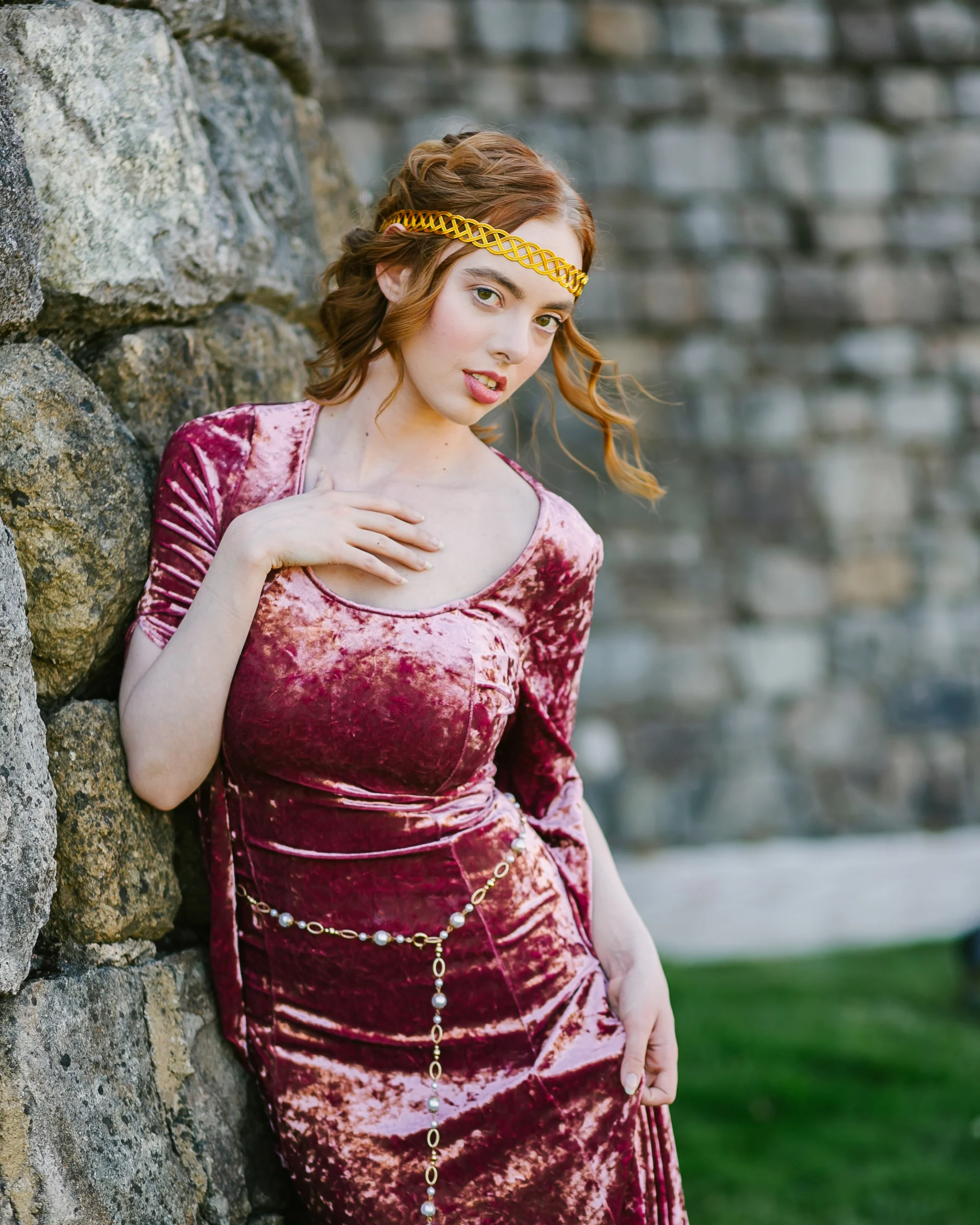Stained Blackberry Velvet Bell Sleeve Dress - Image 8
