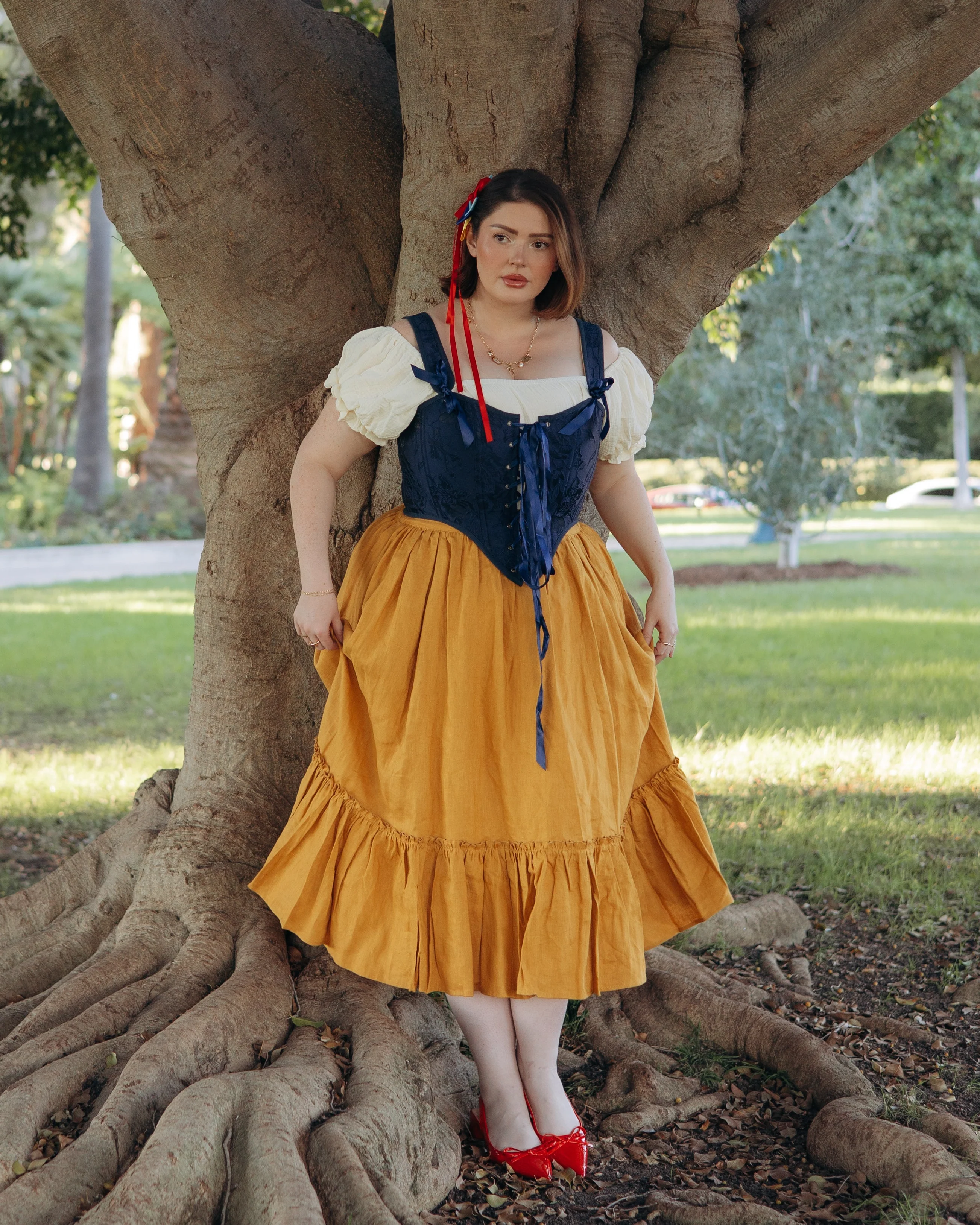 Yellow Linen Ruffle Skirt - Image 6
