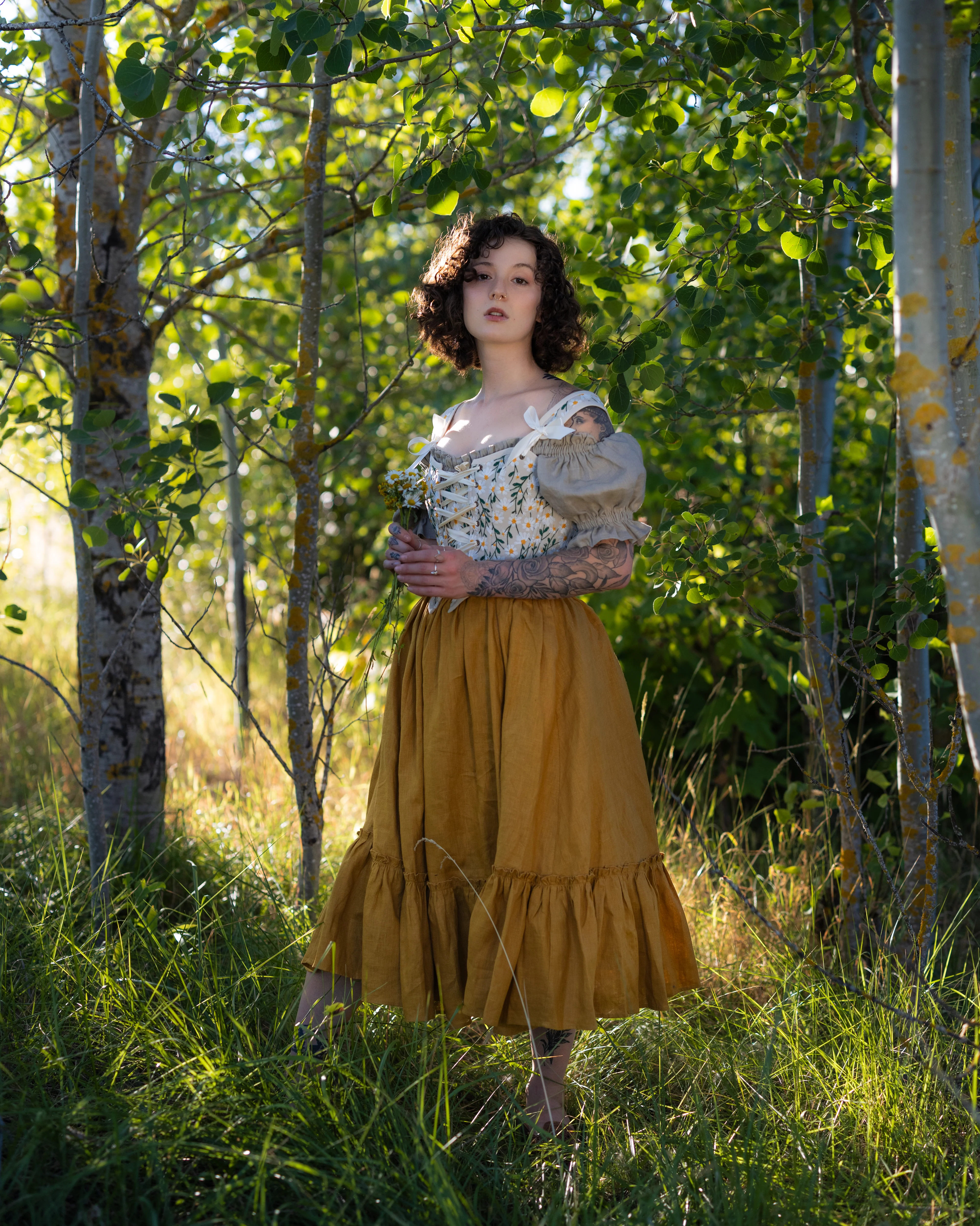 Yellow Linen Ruffle Skirt - Image 7